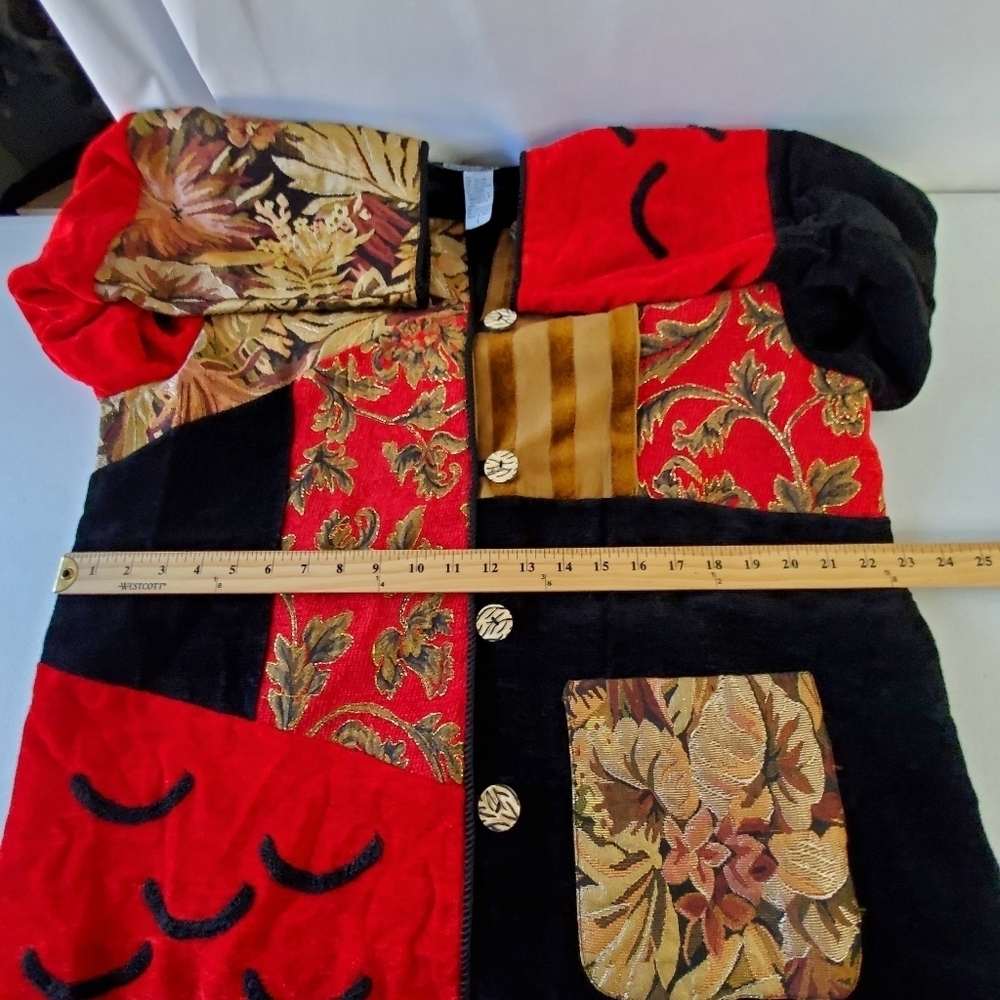 Indigo Moon Patchwork Textured Jacket Size L Pock… - image 6